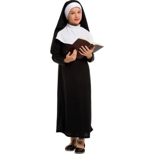 Kids Child Nun Costume Cosplay for Girls Halloween Costumes Fancy Dress