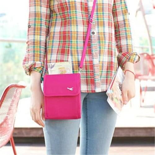 FADISH Women Messenger Passport Cover Travel Wallet Document Holder Inclined shoulder bag Passport ID Credit Card Holder
