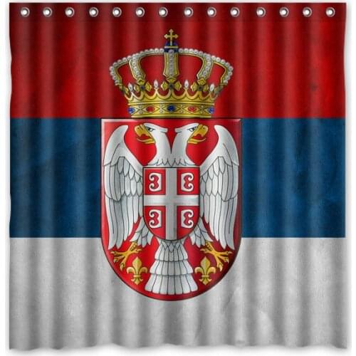 Serbia Flag Shower Curtain Waterproof Mildewproof Bath Curtain Polyester Bathroom Decor Products With Hook 71*71 inch