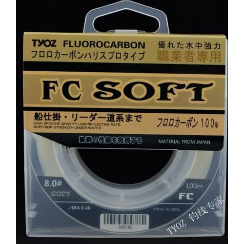 TYOZ Brand Fluorocarbon Fishing Line 100% Super Strong True Carbon Line Transparent Monofilament Lead Sinking Line 4 - 32LB