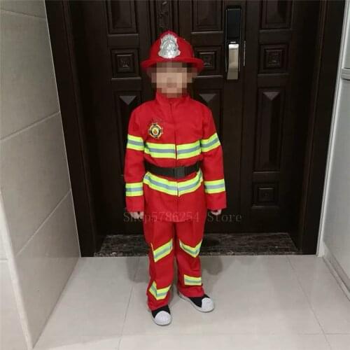 Fireman Sam Costume Officer Cosplay Childrens Day Role Play Uniform Girl Boy Firefighter Toys Set Birthday Gift Fancy Halloween