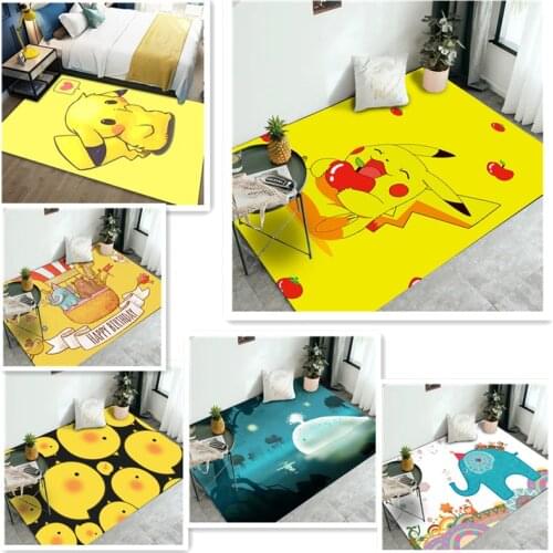 Pokemon Pikachu Bedroom carpet cartoon animals Bedside living room bathroom Non-slip mat Childrens room Decorative floor mat
