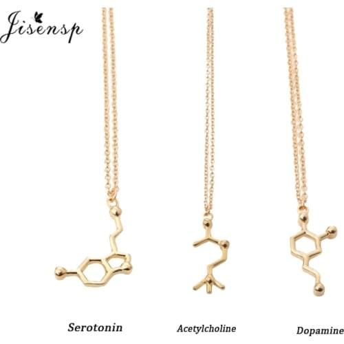 Jisensp Fashion Acetylcholine Dopamine Women Necklace Science Chemical Jewelry Biology Chemical bijoux femme Men Graduation Gift