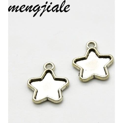 20pcs Fashion Antique Silver Tone Star Charms Base Setting fit DIY handmade Jewelry Necklace Bracelet Pendant Accessories