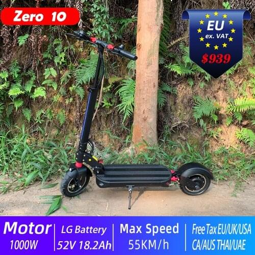 Original Zero 10 Electric Scooter 1000W Single Motor 10" Tire 52V 18.2Ah LG Battery City Kickscooter Free Shipping and Customs