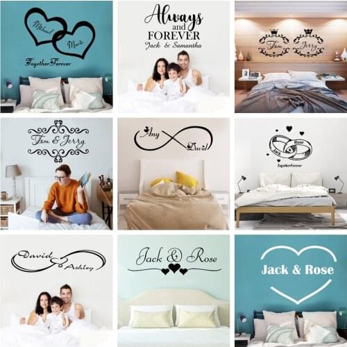 Personalized custom name vinyl wall sticker loving heart Home Decor Decal For bedroom Decor wallpaper Art Decals