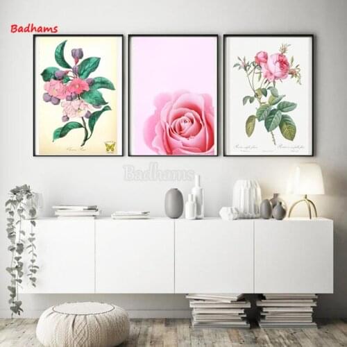 Poster Aesthetic Printing Canvas Painting Romantic Aesthetic Bright and Dropping Flower Girl Bedroom Decoration Accessories