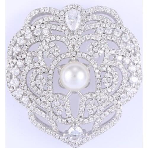 New Fashion Jewelry Bijoux Zircon Flower Charms For Bracelets & Necklaces Copper Micro Pave Crafts Pearl Charms Wholesale Bedels