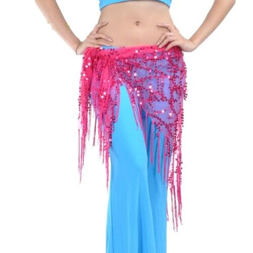 Sequin Belly Dance Hip Scarf Wrap Triangle Tassel Belly Dance Practice Clothes Accessories Belt Waist Chain Dancerwear Belts 89