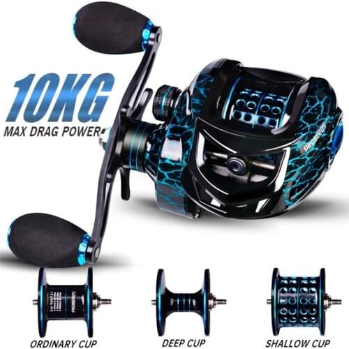 PROBEROS Shallow Cup Reinforced Reel 7.2:1 10KG Max Drag Fishing Baitcasting Reel High Speed Fishing Reel Deep Line cup