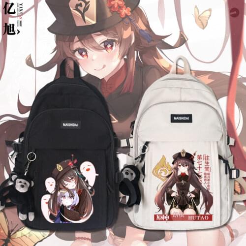 Anime Genshin Impact Keqing Hutao School Bag Men Women Student Cartoon Anime Casual Large Capacity Backpack Messenger Bag Gifts