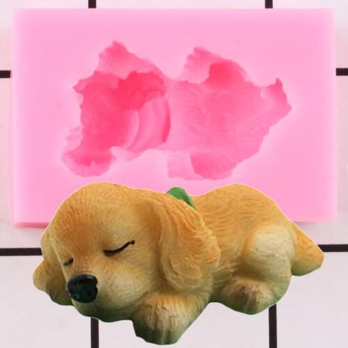 3D Craft Dog Silicone Molds Baby Birthday Cupcake Topper Fondant Mould DIY Cake Decorating Tools Candy Clay Resin Chocolate Mold