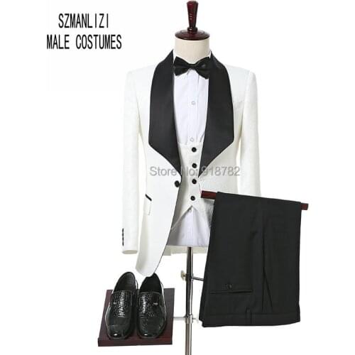 White Wedding Suits Groomsman Suit 2018 Custom Made Fashion Tuxedo Costume Homme Terno Masculino Slim Fit Men Suits