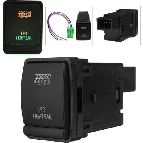 For Nissan Navara Pathfinder 3A 12V LED Bar Light Push Switch Button with Wire Car Light Switch Green Lights