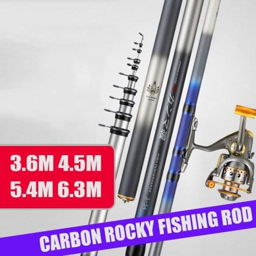 Carbon Telescopic No. 3 Rocky Fishing Rod 3.6m 4.5m 5.4m 6.3m Super Hard Long Section Carp Rod Feeder Spinning Sea Fishing Rod