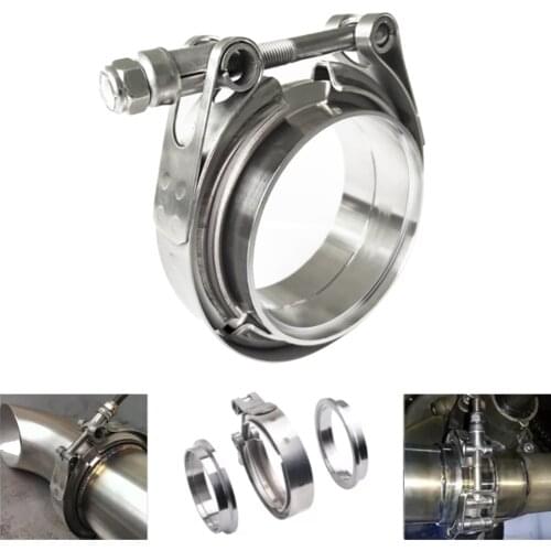 Exhaust Clamp 2.0"2.25" 2.5"2.75"3.0"3.25" 304 Stainless Steel Exhaust V Band Clamp Male Female Flange Kit