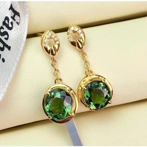 QTT 18K Gold Color Pendants Earrings Vintage Long Earrings Green Zircon Dangle Earring High Quality For Women Fine Jewelry