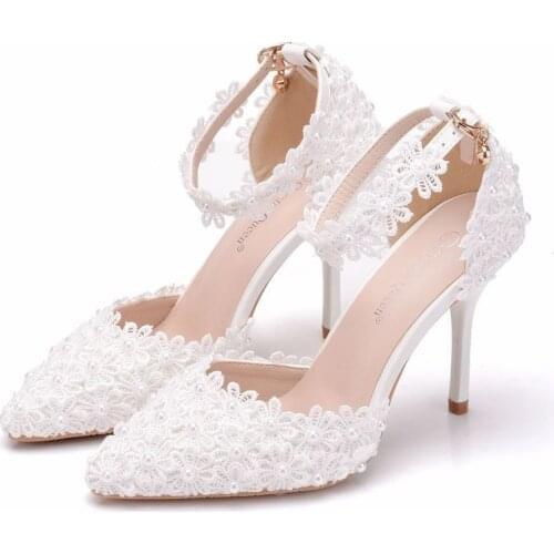 Women Pumps Fashion High Heels Shoes Wedding Dress Breathable Hollow Pointed Toe Thin Heels 9.5CM Delicate Sweet High Heel Shoes