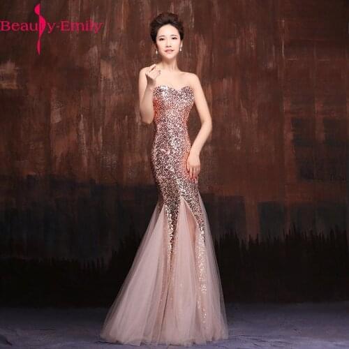 Beauty Emily Romantic Boat Neck Sleeveless Evening Dress Long Heavy Sequined Zipper Back Many Color Available Formal Party Dress