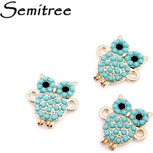 10Pcs/Lot Owl Charms Pendant Connector Double Hole DIY Necklace Charm Bracelet End Clasps Jewelry Making Handmade Crafts