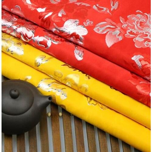 150cm*100cm Metallic thread brocade material stage costume dress COS clothing fabric brocade gold peony diy handmade fabric