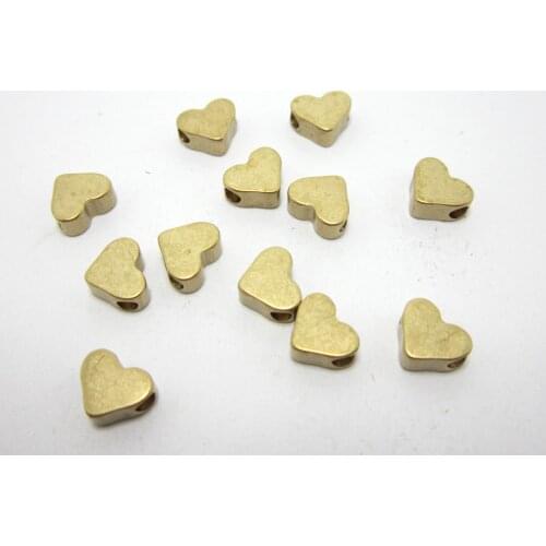 Brass beads Brass heart spacer beads 7x5.7x3mm Raw brass components -20pcs R1160