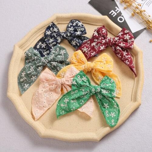 32 PCS, Embroidery Fabric Bow Hair Clips Kids Girls Sailor Bow Hair Barrettes Baby Hair Accessories