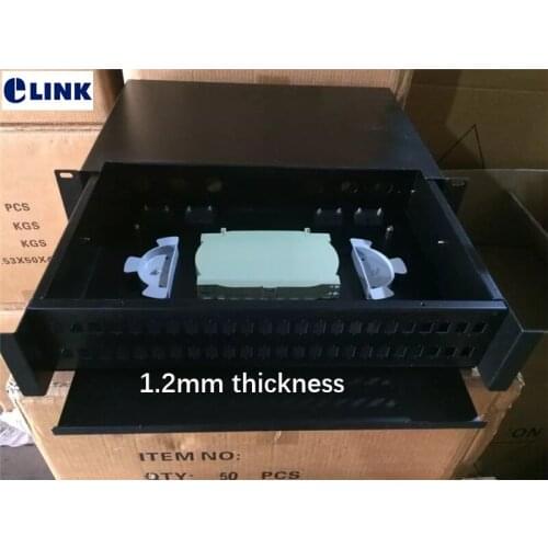 48 core 19" ftth patch panel drawer type SC cold steel 1.2mm thickness 485*295*90mm fiber optic terminal box rack mount ELINK