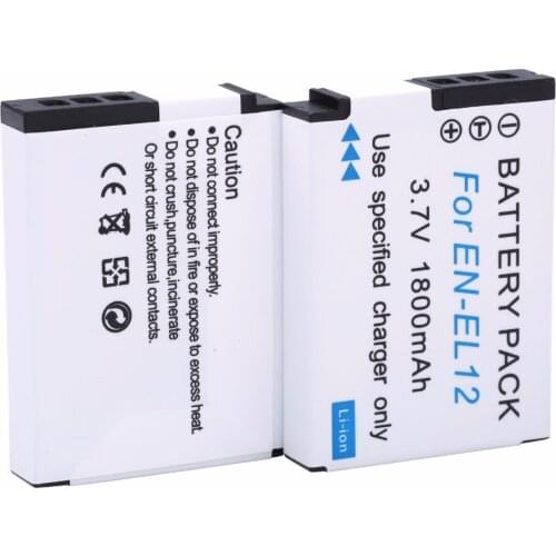 2pcs 1800mAh EN-EL12 EN EL12 ENEL12 Replacement Li-ion Battery For Nikon S610c S710 S8000 S6000 S70 S1000pj s6100 s9100 p30