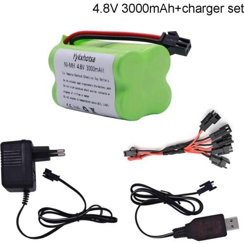 4.8V 3000mAh NiMH AA Battery Pack with charger set For Rc toys Cars Boats Tanks Robots parts high capacity 4.8V NIMH battery