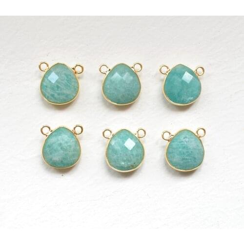 Amazonite agates facted Water drop shape connector pendants