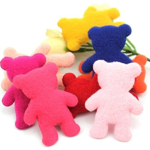 32Pcs 3.5*5cm Double side Furry Bear padded Appliques for Clothing Sewing Kids headwear Decor crafts Ornament Accessories