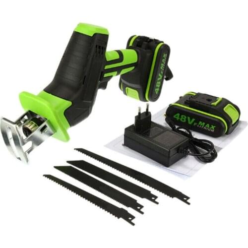 48V Cordless Reciprocating Saw Chainsaw +4 Saw Blades Metal Cutting Woodworking Electric Saw Power Tools Saw Blade US/EU Plug