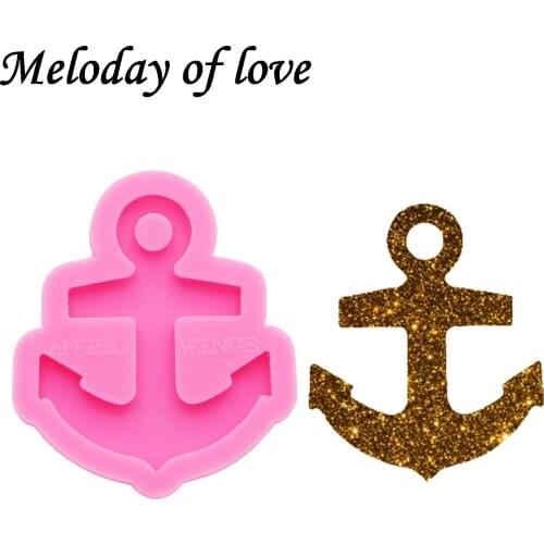 Shiny Anchor Moulds for Keychain DIY Penis Peace Sign Resin Keyring Decoration Silicone Mold DY0176