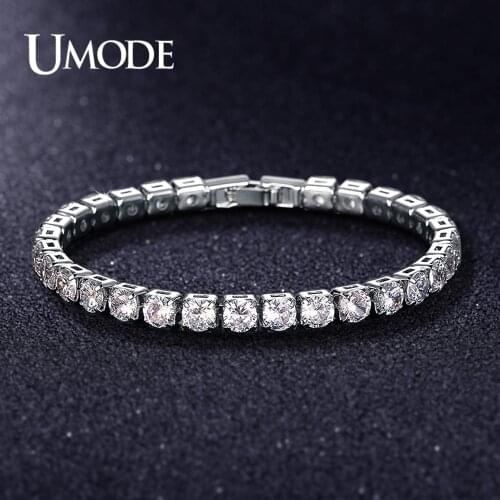 UMODE New Fashion 5mm Clear CZ Zircon Tennis Bracelet for Women Men Crystal Box Chain Bracelet Jewelry Party Dating Gifts UB0176