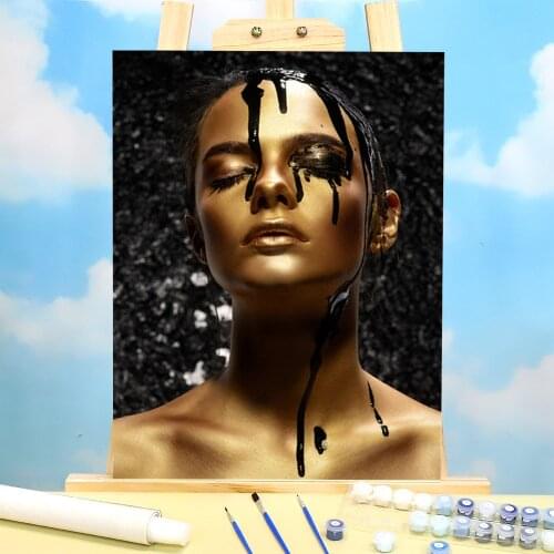 Black And Gold Woman Paint By Numbers Complete Kit Acrylic Paints 50*70 Oil Painting Home Decor For Handicraft
