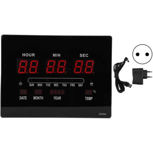 LED Digital Perpetual Calendar Clock Wall Clock with Date Multifunction Snooze Desk Clock Weather Forecast For Home 39/30.5/3cm