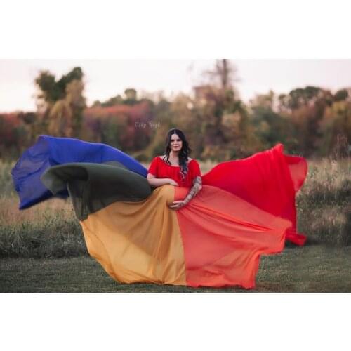 Colorfull Long Maternity Dresses for Baby Showers Off Shoulder Pregnant Dresses For Women Maxi Maternity Gowns Plus Size YEWEN