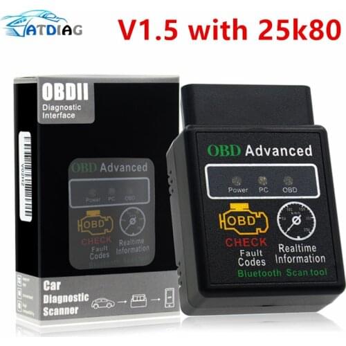 2018 NEW HHOBD Chip 25K80 Version 1.5 ELM327 HH OBD Advanced OBDII OBD2 bluetooth Mini ELM327 Auto CAN Wireless Adapter Scanner