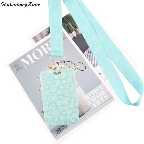 JY025 Cartoon Bohemia Art Blue Lanyards Id Badge Holder Keychain Card Pass Gym Mobile Badge Holder Lanyard Key Holder Accessory