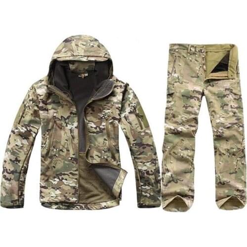 Gear Tactical Softshell Camouflage Jacket Set Men Army Windbreaker Waterproof HuntingClothes Set Military Jacket andPants
