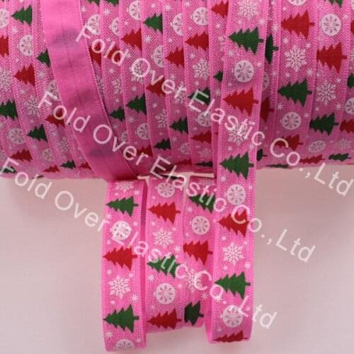 5/8''16mm printed foe ribbon #156 hot pink wholesale hairbow accessories webbing fold over elastic ribbon 100yards
