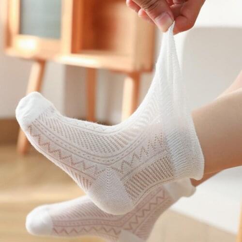 5 pairs Summer Mesh Thin Childrens Socks Solid Colour Thin Cotton Boys and Girls Short Socks Baby 0-5 Years Old Optional