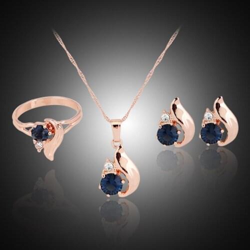 1set Hot Gold plated women wedding pendant necklace earring ring jewelry set
