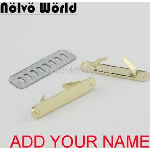 5-20-100 pieces,write YOUR NAME 44*8mm light gold handbag rectangle ornament metal purse label tags,Make bag purse metal label