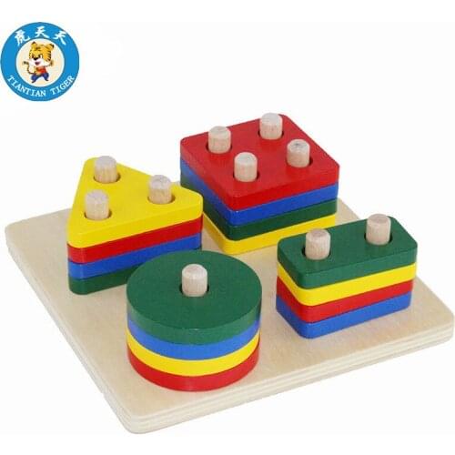 Montessori Baby Wooden Toys Early Educational Infant Stacking Geometric Sorting Board
