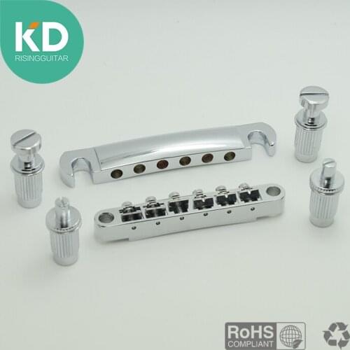 1 Set Electric Guitar Bridge Tune-O-Matic Guitar Bridge and Tail piece Chrome for LP Guitar Replacement