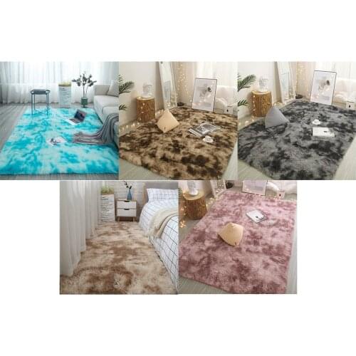 Nordic Lounge Fluffy Non-slip Mixed Dyed Carpet Bedroom Rugs Solid Color Plush Thickened Washed Silk Hair Non-Slip Blanket