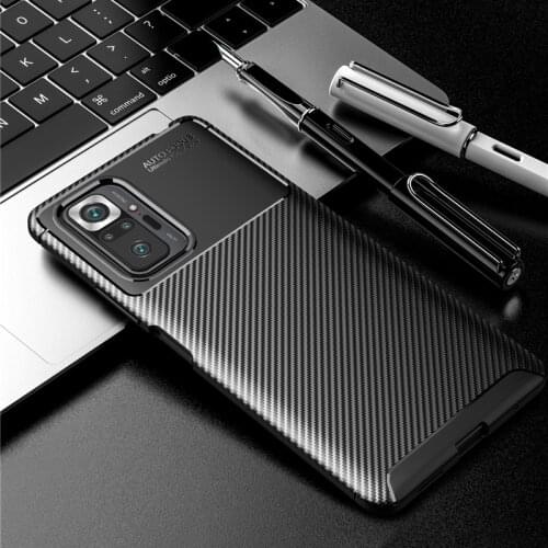 New For Redmi Note 10 Pro Case Soft Silicone Carbon Fiber Texture Rugged Back Cover Phone Case For Xiaomi Redmi Note 10 Pro Max