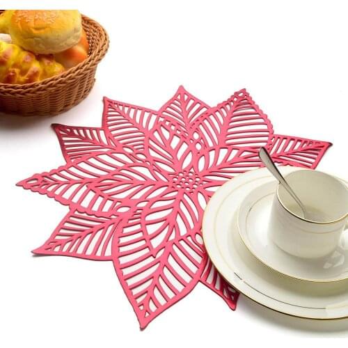 Anti-Slip Christmas Flower Hollow Kitchen Placemat Bowl Mat Coaster Party Decor Party Decor Kitchen Placemat Bowl Mat Coast
